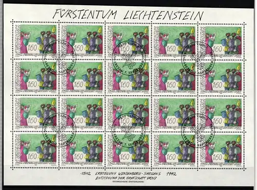 Liechtenstein 1049 gestempelt Kleinbogen mit Ersttagsstempel #II001