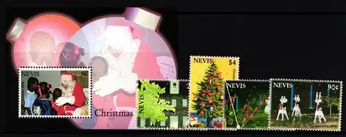 Nevis 2171-2174 und Block 266 postfrisch Weihnachten #II022