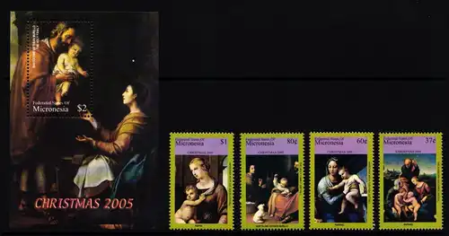 Mikronesien 1703-1706 und Block 158 postfrisch Weihnachten #II008