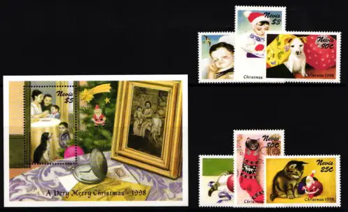 Nevis 1289-1294 und Block 151 postfrisch Weihnachten #II029