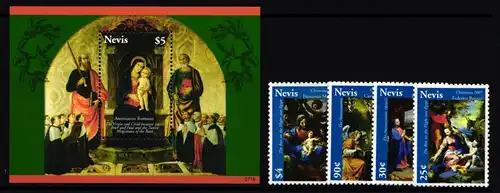 Nevis 2252-2255 und Block 274 postfrisch Weihnachten #II021