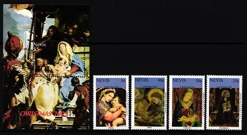 Nevis 2131-2134 und Block 261 postfrisch Weihnachten #II023