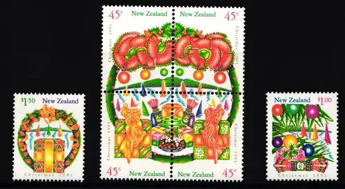 Neuseeland 1298-1303 postfrisch Viererblock / Weihnachten #II056