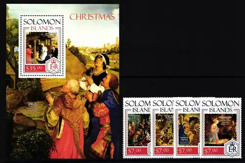 Salomon Inseln 2397-2400 und Block 261 postfrisch Weihnachten #II158