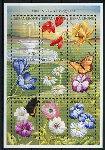 Sierra Leone Kleinbogen mit 2655-2663 postfrisch Blumen #JP162
