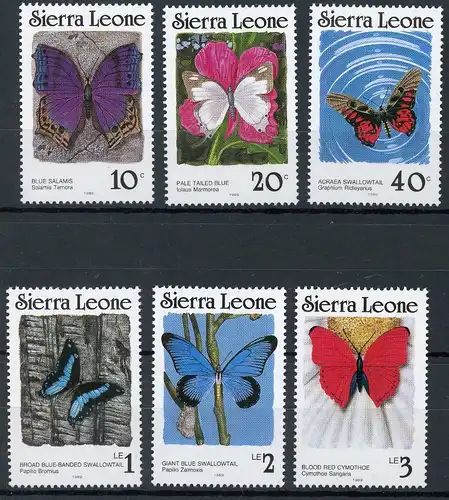Sierra Leone 982-987 IIA postfrisch Schmetterling #JP149