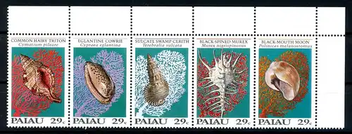 Palau Inseln 5er Streifen 520-524 postfrisch Muscheln/ Schnecken #JQ809