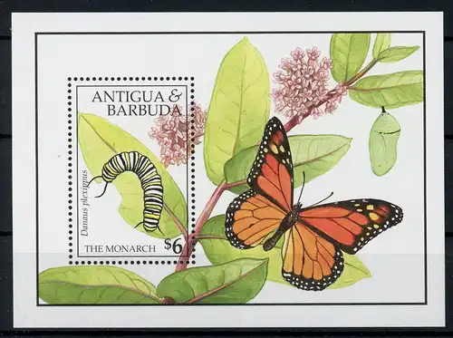 Antigua + Barbuda Block 199 postfrisch Schmetterlinge #JQ818