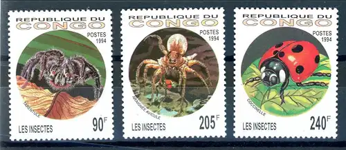 Kongo Brazzaville 1417-1419 postfrisch Insekten #JQ843