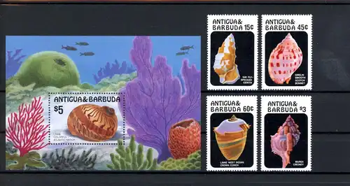 Antigua Barbuda 953-956, Block 112 postfrisch Muscheln #JQ891