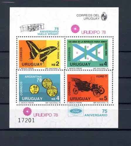 Uruguay Block 40 postfrisch Briefmarkenausstellung #JQ894