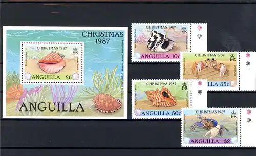 Anguilla 768-771, Block 78 postfrisch Muscheln #JQ892