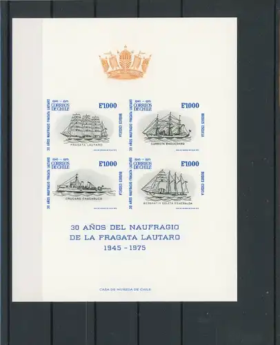 Chile Gedenkblock 838-841 postfrisch Segelschiffe #JQ897