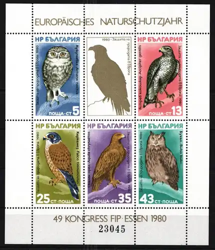 Bulgarien Block 105 postfrisch Vögel #JG987