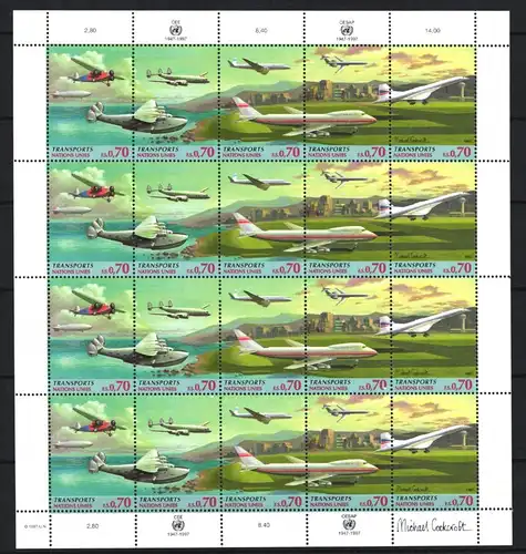 Vereinte Nationen Genf 314-318 postfrisch als Bogen #JK021