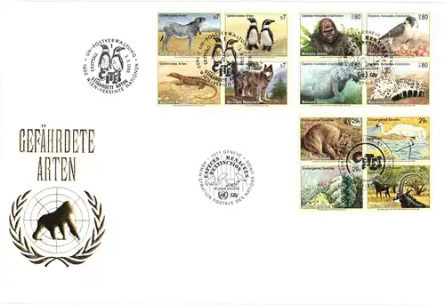 Vereinte Nationen Wien 143-146 gestempelt als FDC #JK026