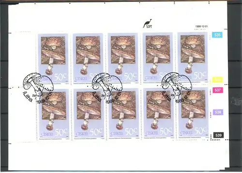 Ciskei Zehnerbogen 145-148 gestempelt Pilze #JQ914