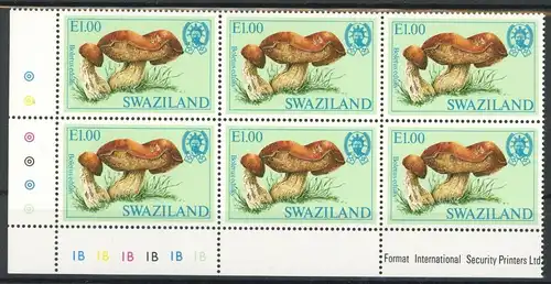 Swaziland Sechserblock 465 postfrisch Pilze #JQ940