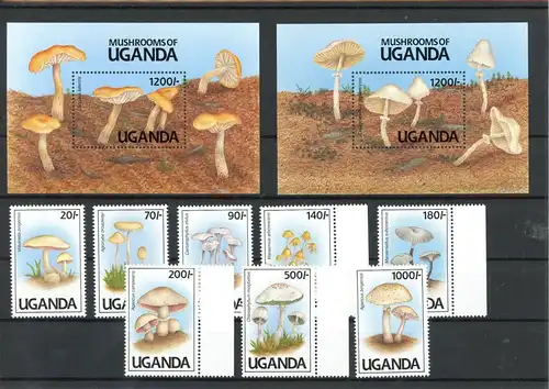 Uganda 950-957, Block 146-147 postfrisch Pilze #JQ953