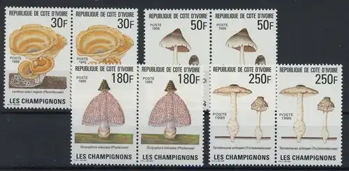 Elfenbeinküste Paare 1142-1145 postfrisch Pilze #JO612