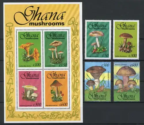 Ghana 1855, 63, 66-67, Block 232 postfrisch Pilze #JO702