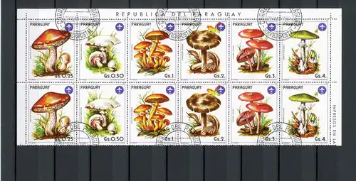 Paraguay ZD Bogen 3835-3841 gestempelt Pilze #JO733