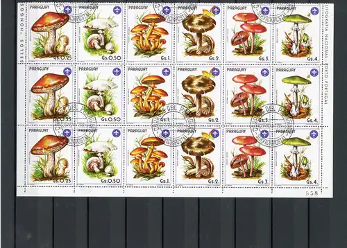 Paraguay ZD Bogen 3835-3841 gestempelt Pilze #JO734