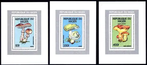 Niger Einzelblocks 1108 + 1111-1112 postfrisch Pilze #JR653