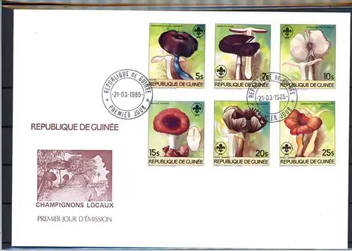 Guinea 1019-1024, Block 128 Pilze Ersttagesbrief/FDC #JR630