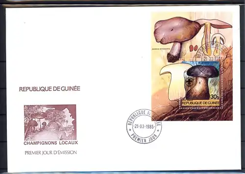 Guinea 1019-1024, Block 128 Pilze Ersttagesbrief/FDC #JR630