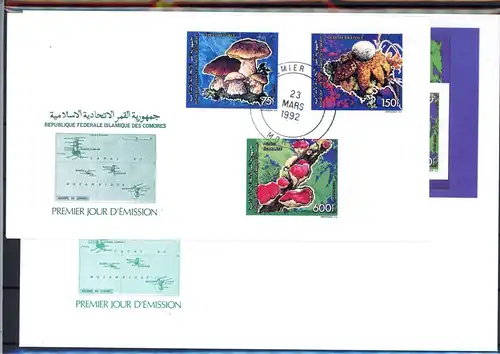 Komoren Einzelblöcke 982-984 Pilze Ersttagesbrief/FDC #JR602