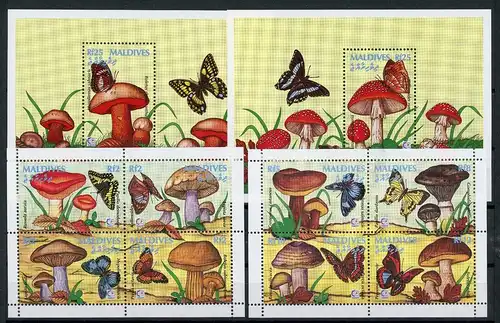 Malediven KB 2433-2440 + Bl. 341-342 postfrisch Pilze #JR743