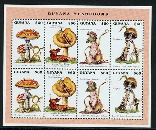 Guyana KB mit 5538-5541 postfrisch Pilze #JR711