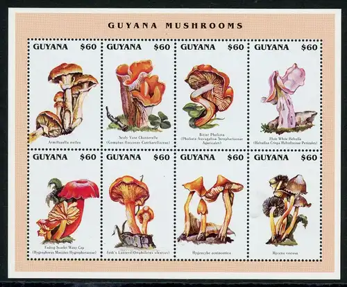 Guyana KB mit 5526-5533 postfrisch Pilze #JR709