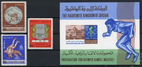 Jordanien 658-663A + Bl. 40 postfrisch Olympia Mexiko 1968 #JR863