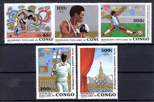 Kongo Brazzaville 707-711 postfrisch Olympia 1980 Moskau #JR840