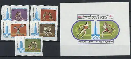 Syrien 1471-1475 + Bl. 61 postfrisch Olympia 1980 Moskau #JR933