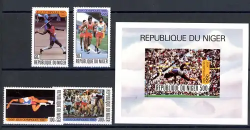 Niger 695-698 + Bl. 27 postfrisch Olympia 1980 Moskau #JR964
