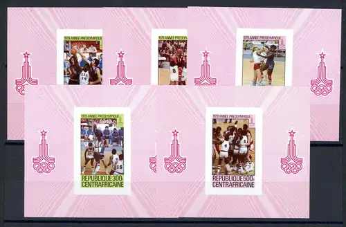 Zentralafr. Rep. Einzelb. 653-657 B postfrisch Olympia 1980 Moskau #JR963