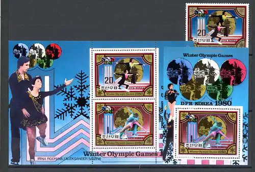Korea 2038 + KB + Bl. 80 postfrisch Olympia 1980 Lake Placid #JR937