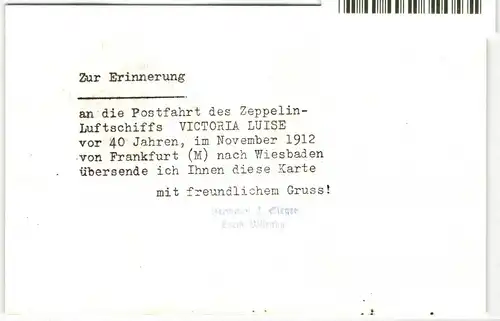 BRD Bund 160 auf Postkarte portogerechte LuPo Drucksache Zeppelin #JQ072