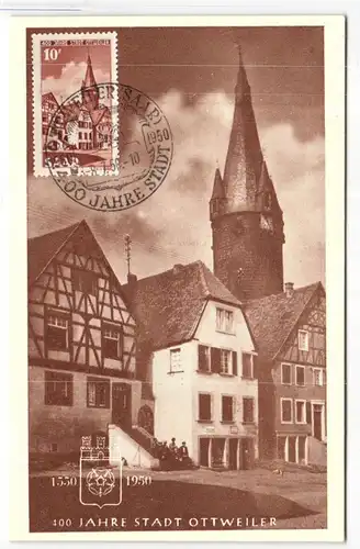 Saarland 296 auf Ausstellungskarte 100 Jahre Stadt Ottweiler #JQ134