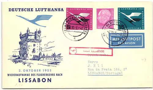 BRD Bund 205, 207 auf Brief als Mischfrankatur portogerecht #JQ092