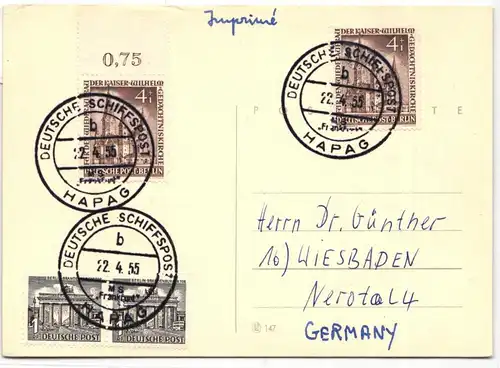 Berlin 106 u.a. auf Postkarte als Mischfrankatur portogerecht #JQ172