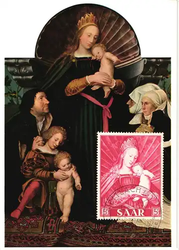 Saarland 351-353 auf Ausstellungskarte Sixtinische Madonna #JQ135