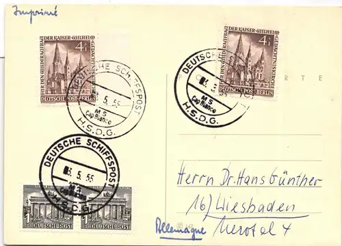 Berlin 106 u.a. auf Postkarte als Mischfrankatur portogerecht #JQ171