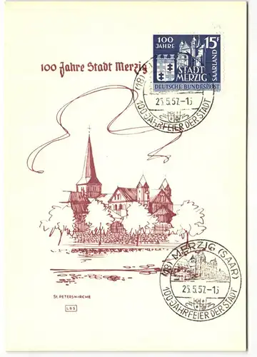 Saarland 379 auf Ausstellungskarte 100 Jahre Stadt Merzig #JQ127