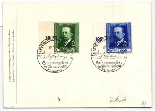 Deutsches Reich 760-761 auf Postkarte Maximumkarte Behring #JQ167