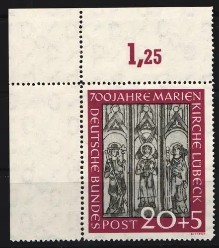 BRD Bund 140 postfrisch vom Eckrand gefaltet #JQ259