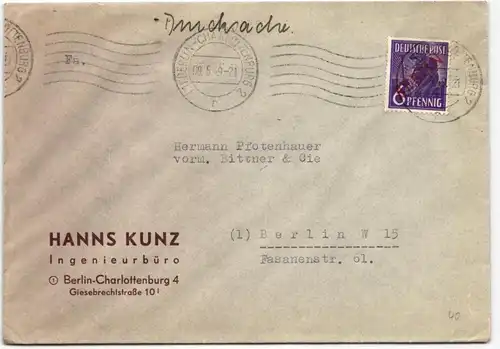 Berlin 22 auf Brief als Einzelfrankatur portogerecht #JQ292